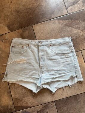 Light Blue Distressed Denim Women's Shorts Levi’s
